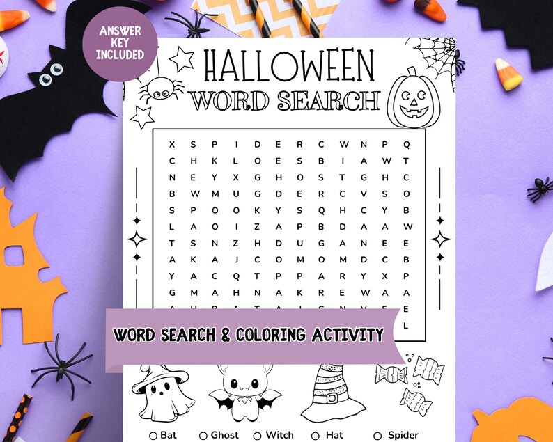Halloween Word Search for Kids Printable, Word Search Worksheet ...