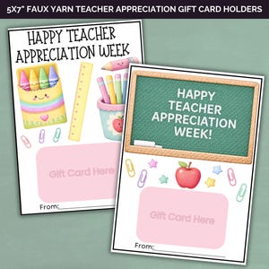 Faux Yarn Teacher Appreciation Gift Card Holder Printable, Teacher Appreciation Week Gift Ideas, Teacher Appreciation Gifts, Mini Envelope