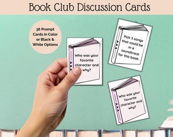 Book Club Discussion Cards With Prompts Printable, Book Club Conversation Starter, Book Club Icebreaker Activity, Book Club Question Cards