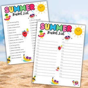 Kids Summer Bucket List Printable, Kids Summer Activity, Summer Family To Do List, Summer Break Checklist, Summer Fun Activity