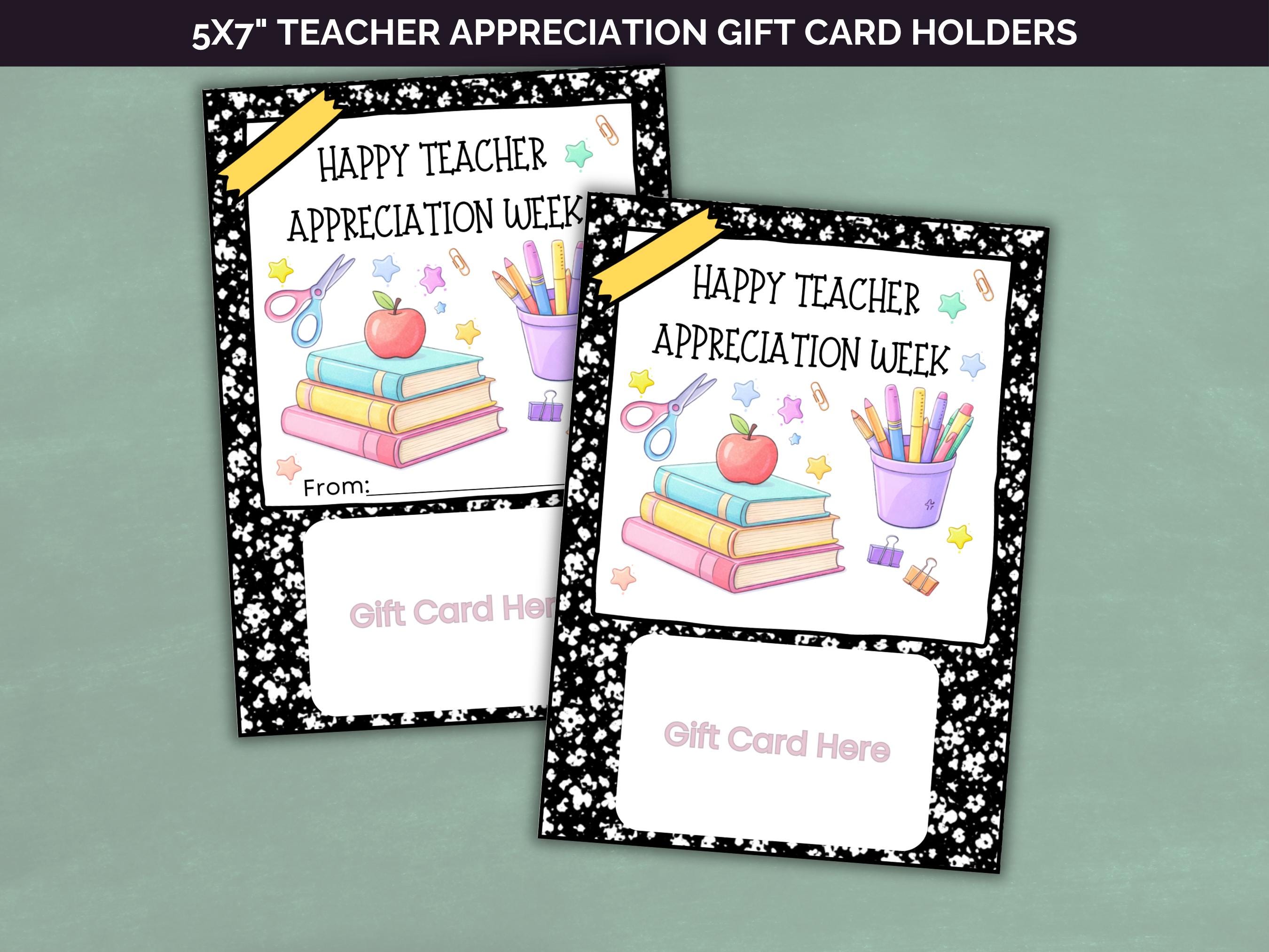 Teacher Appreciation Week Gift Card Holder Printable, Teacher ...