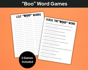 Halloween Guess the BOO Trivia Printable Game, List BOO Words Games for Adults, Halloween Party Activity, Halloween Family Game Night