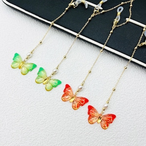 Butterfly Pendant Glasses Chain, Moth Glasses Chain, Women Glasses Chain, Gold, Eyeglass Accessories