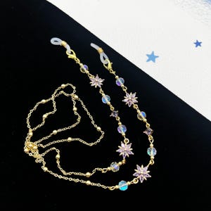 Purple crystal flower glasses chain, crystal glasses chain, unique glasses chain, glasses chain enthusiasts accessories