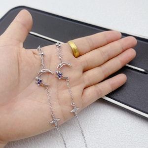 Elegante cadena sencilla con forma de estrella y luna para gafas, colgante de mariposa antideslizante para gafas de sol.