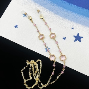 Cadena para gafas con forma de flor de cristal y perlas, cadena para gafas de cristal, cadena para gafas exquisita y única, accesorios para gafas