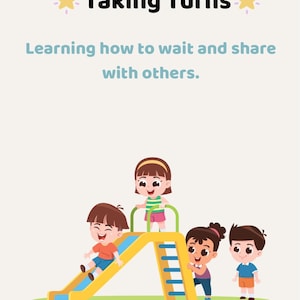 Taking Turns Social Story Printable | Autism-ADHD Social Skills | Waiting & Sharing Story | SEL Printable |Preschool and Special Education
