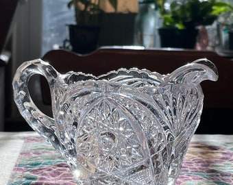 EAPG Imperial Glass Ohio Creamer Hobstar and Arches, Early 1900s Antique Pressed Glass