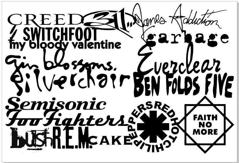 90s Alternative Rock Band Logos SVG Bundle | Retro Rock Graphics