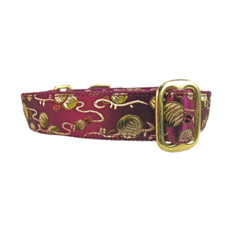 Fall Dog Collar & Leash Set in Rich Burgundy Silk. 3/4 inch Etsy