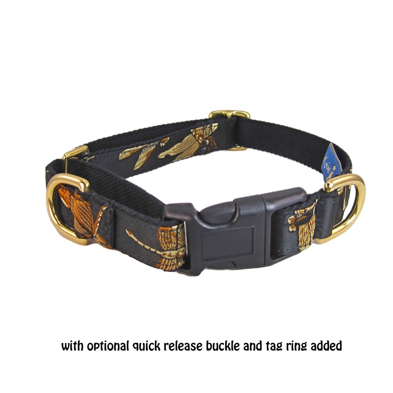 Dragonfly Dog Collar in Gold and Black Silk. Fancy Martingale Etsy