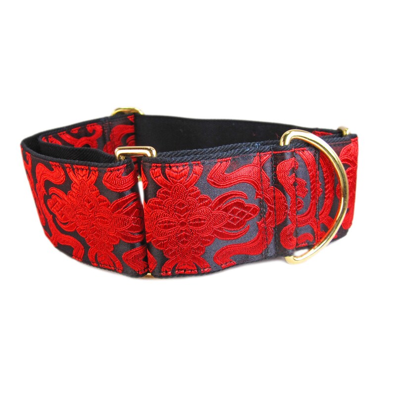 Red Martingale Dog Collar in Bold Abstract Silk. Fancy Dog Etsy