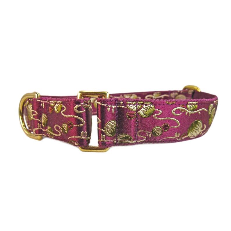 Fall Dog Collar & Leash Set in Rich Burgundy Silk. 3/4 inch Etsy