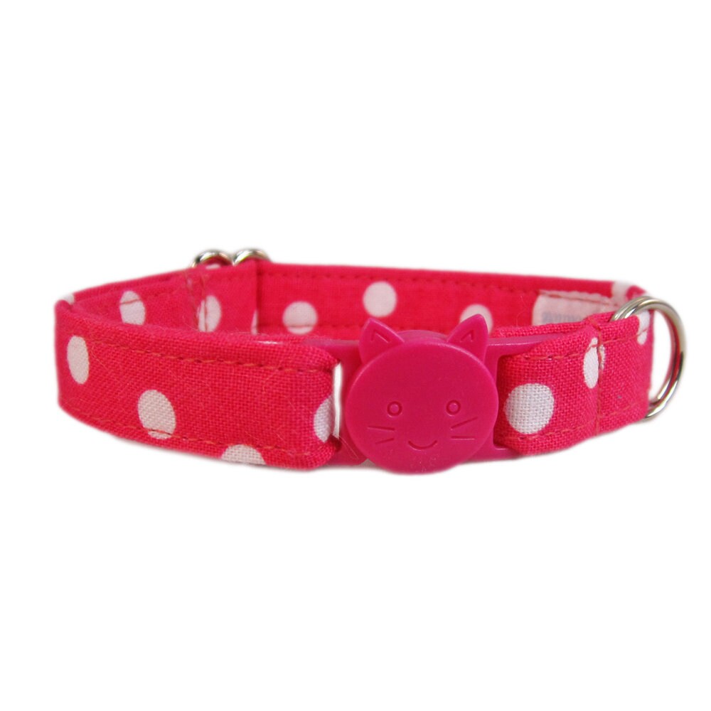 Pink Cat Collar with Polka Dots Girl Cat Collar for Kittens Etsy