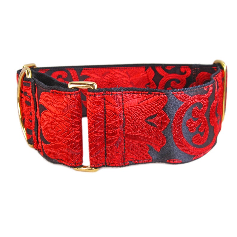 Red Martingale Dog Collar in Bold Abstract Silk. Fancy Dog Etsy