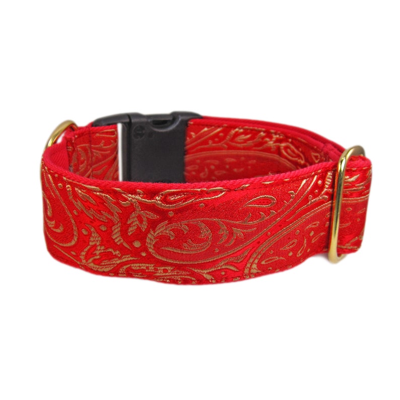 Fancy Dog Collar in Red Paisley Silk. Boy Dog Collar 2 Inch Etsy