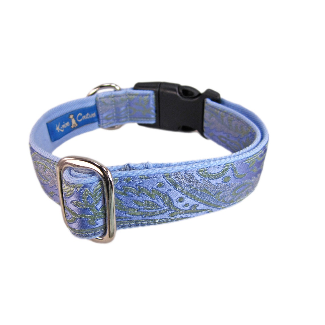 Lavender Dog Collar in Paisley Silk. Fancy Dog Collar Made in Etsy