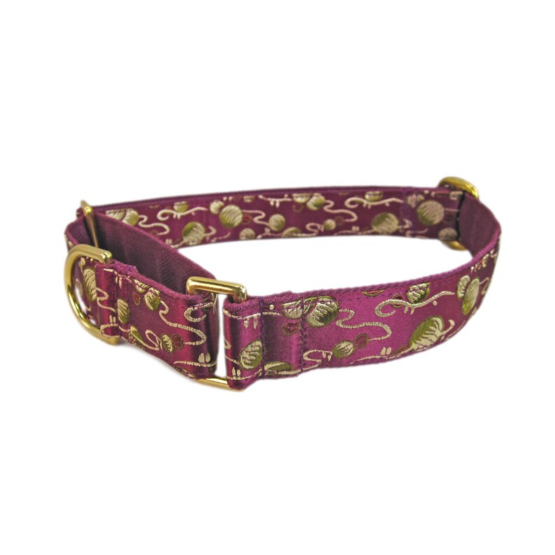 Fancy Martingale Dog Collar and Leash set in Wine Red Silk. 1 Etsy