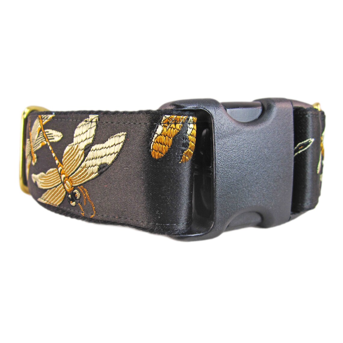 Dragonfly Dog Collar in Gold and Black Silk. Fancy Dog Collar Etsy