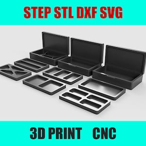 3D Modell eines Schmuckschatullen-Sets - 3 Hauptschatullen mit 6 austauschbaren Einsätzen (STL Datei)