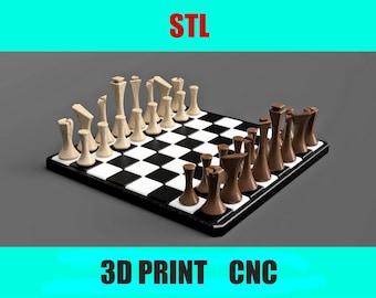 Schaakset met modulair bord STL voor 3D-print en CNC