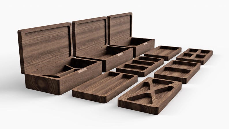Jewelry Box Module Modular Jewelry Box 3D Model: 3 Boxes, 6 Trays (STL File) - Etsy