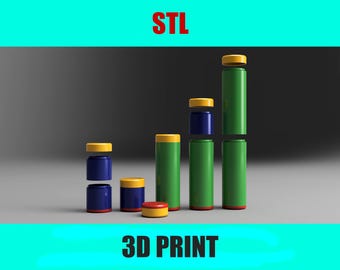 Modular Tube with Lid V2, Custom Length, 3D print STL Files