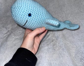 Crocheted Whale Amigurumi: Handmade Plush Toy, 9"