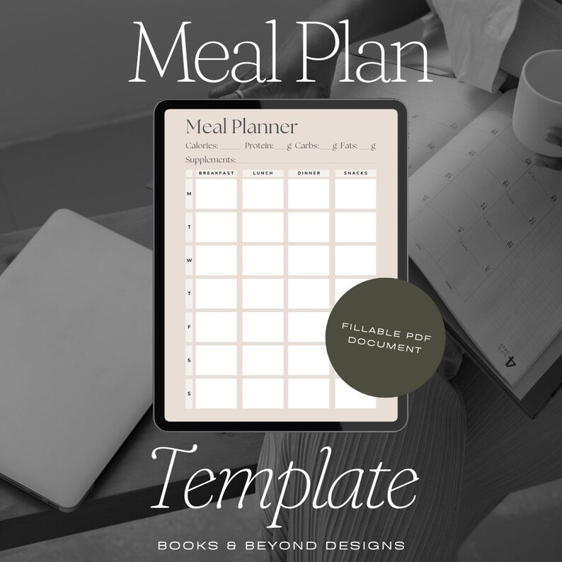 Fillable Weekly Meal Planner With Macro and Supplement Tracker Ideal