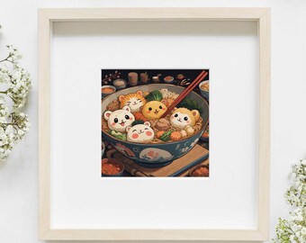 Kawaii Tokyo Soba Noodles Print: Happy Japan Art