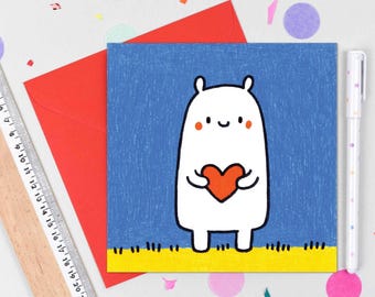 Valentine's Day Card, Love Heart Cute Bear Greetings Card