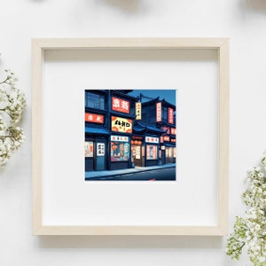 Japanische Straßenszene Poster: Retro Lichter Nacht, Kawaii Poster