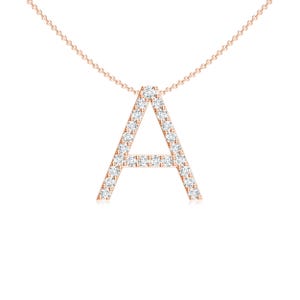 Collar con inicial de moissanita / Collar con letras / Collares con letras iniciales / Regalo de cumpleaños para ella / Regalo con letras con incrustaciones de diamantes simulados