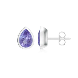 7X5mm Pear Shape Tanzanite Studs Earrings, Natural Gemstone Teardrop Earrings For Women, Handmade Bezel Setting Earrings For Women Jewelry