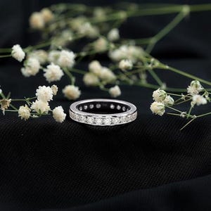 Lab Grown Diamond Full Eternity Ring, Channel Set Diamond Full Eternity Ring, Dainty Stacking Ring CZ Diamond Eternity Ring, Ring For Women