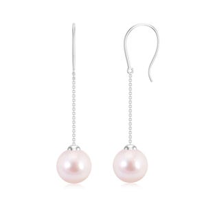 Akoya Pearl Dropping Earrings, 925 Sterling Silver Earrings, Dainty Earrings, Pearl Balls 8-9mm Drop Dangling Earrings, Pearl Earrings Women