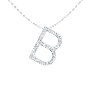 Collar con colgante de moissanita con letra B inicial en plata de ley 925 - Delicado collar de moissanita - Collar con letras - Collar con inicial del alfabeto