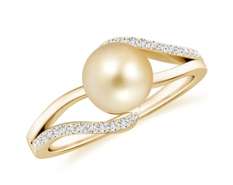 Golden Southsea Pearl Ring, Freshwater Pearl Jewelry, Promise Ring, Sterling Silver Minimalist Ring, Yellow Gold Pearl Ring, Gift for Mother