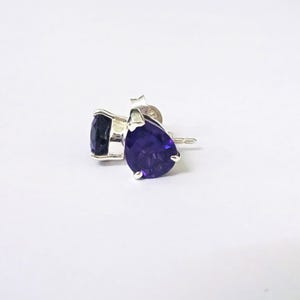 Purple Amethyst Pear 8X10mm Studs Earrings, 925 Sterling Silver Amethyst Studs For Women, Teardrop Studs Earrings For Unisex Jewelry For Her