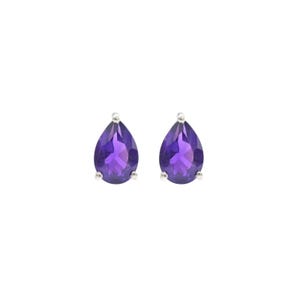 100% Natural Purple Amethyst Pear Studs Earrings For Women, 6X4mm Teardrop Amethyst Studs, Purple Gemstone Studs Earrings For Women Unisex