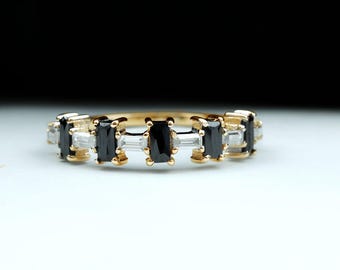 Schwarzer Onyx Baguette Ring, Moissanite 4 x 2 MM Baguette Ring, Moissanite 1.50 x 3 mm Baguette Ring