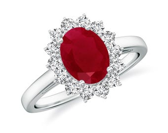 Red Ruby Halo Wedding Ring, 925 Sterling Silver Handmade Gemstone Ring With Moissanite Ascent Designer Ring, Engagement Ring For Bridal Ring