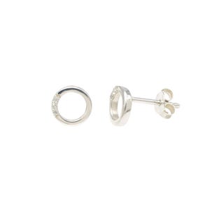 Moissanite Vermeil Round Ear Studs, Circle Stud Earrings Sterling Silver 925, Studs For Men, Tiny Moissanite Studs For Women Earrings Gift