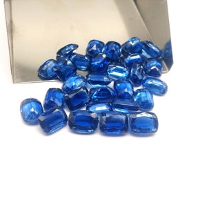 Gefacetteerd kussen blauw kyaniet, kussen kyaniet gesneden voor sieraden maken, handgemaakt edelsteenkussen kyaniet voor sieraden Ring, oorbel, hanger,