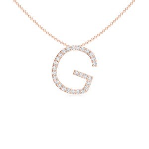 Collar con letra G de moissanita, colgante con alfabeto macizo en plata chapada en oro, collar con letra de color blanco, joyería con inicial de moissanita para ella