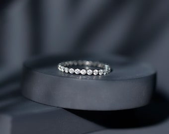 Eternity Ring, MOISSANIT Ring, Hochzeitsband Frauen, Diamant stapelbar Ring, Jubiläum Verlobung Band, 18K versilbert Ring für Frauen