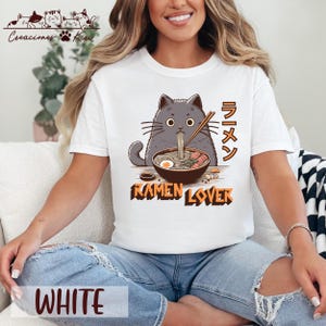 Cat Ramen Shirt - Funny Cat Comfort Colors T-Shirt, Cat Lover Gift, Japanese Cat Graphic Tee, Japan Shirt, Foodie Shirt, Noodle Lover Tshirt