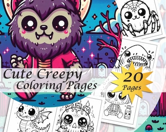 Fun Coloring Pages, Creepy Coloring Pages, Coloring Book for Adults, Spooky Coloring Pages, Cute Coloring Pages, Spooky Cute Coloring