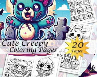 Spooky Digital Coloring Book, Coloring Book for Adults, Spooky Coloring Pages, Cute Coloring Pages, Fun Coloring Pages, Spooky Cute Coloring