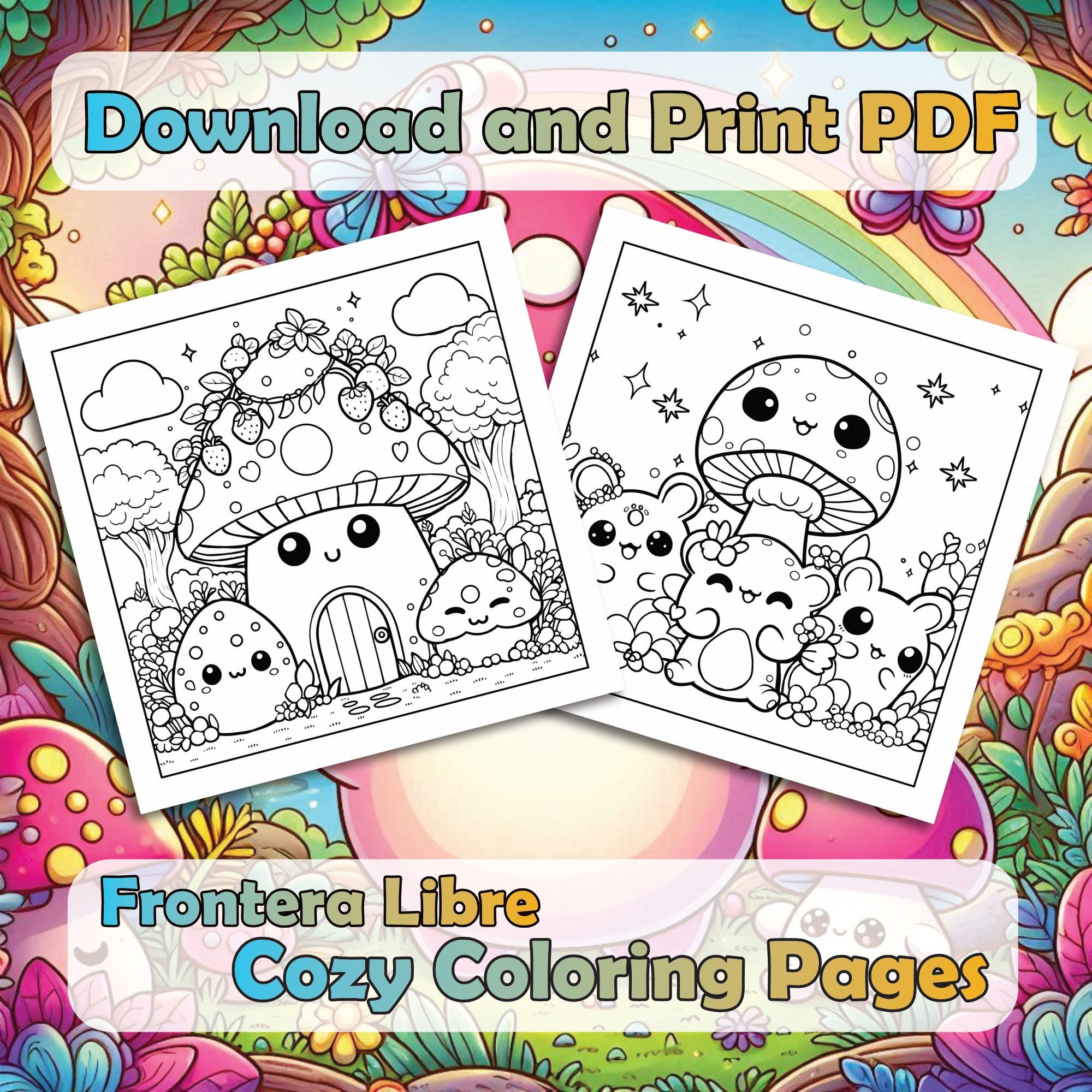 20 Cozy Friends Coloring Pages: Coloring Book for Adults, Teens and